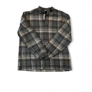 Lands' End Gray Plaid Pullover Shirt